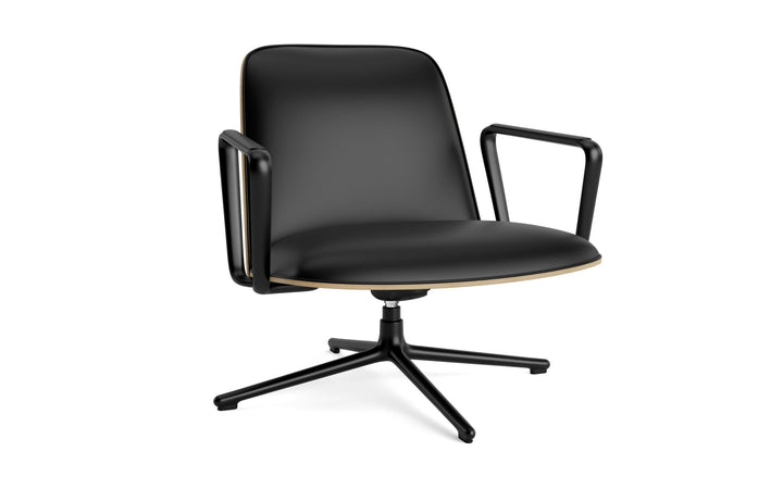 Pad Lounge Chair Low Swivel Tilt - Normann Copenhagen Lounge Chairs - Pad Lounge Chair Low Swivel Oak & Black Alu Tilt - Ultra Leather - 41599 Black - HORNE
