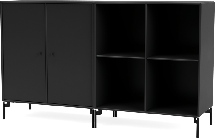 Pair Classic Sideboard - With Legs - Montana - Shelving - Black - Black - HORNE