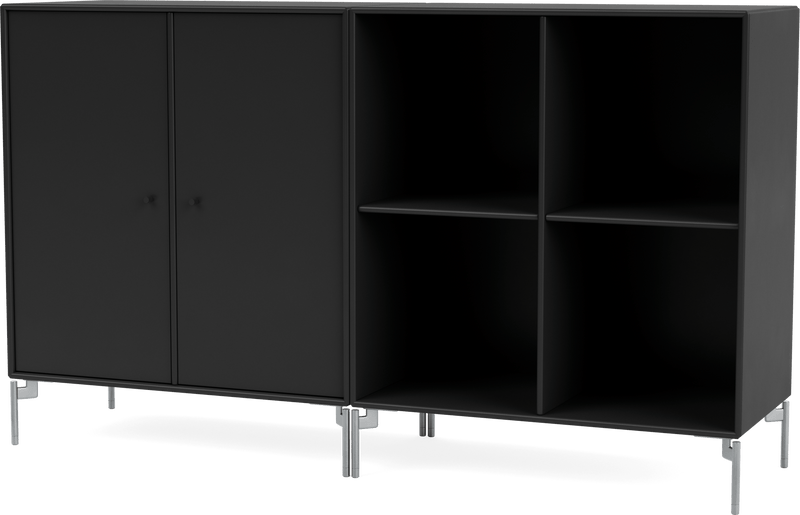 Pair Classic Sideboard - With Legs - Montana - Shelving - Anthracite - Matte Chrome - HORNE