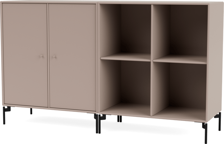 Pair Classic Sideboard - With Legs - Montana - Shelving - Mushroom - Black - HORNE