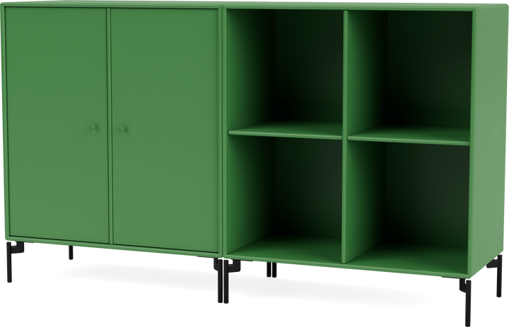 Pair Classic Sideboard - With Legs - Montana - Shelving - Parsley - Black - HORNE