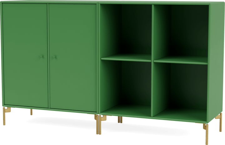 Pair Classic Sideboard - With Legs - Montana - Shelving - Parsley - Brass - HORNE