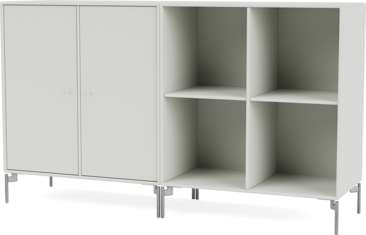 Pair Classic Sideboard - With Legs - Montana - Shelving - Nordic - Matte Chrome - HORNE