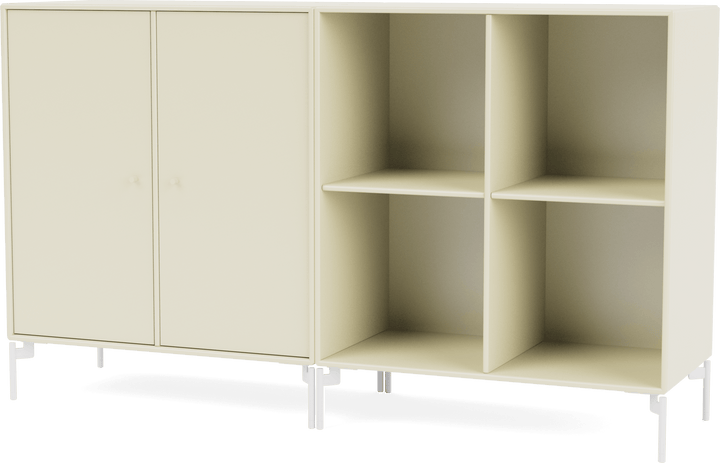 Pair Classic Sideboard - With Legs - Montana - Shelving - Vanilla - Snow - HORNE