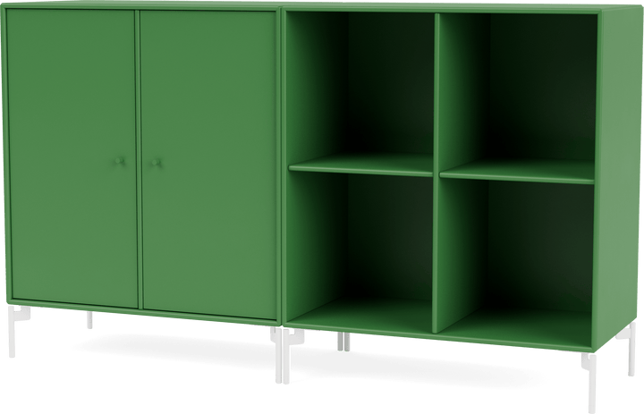 Pair Classic Sideboard - With Legs - Montana - Shelving - Parsley - Snow - HORNE