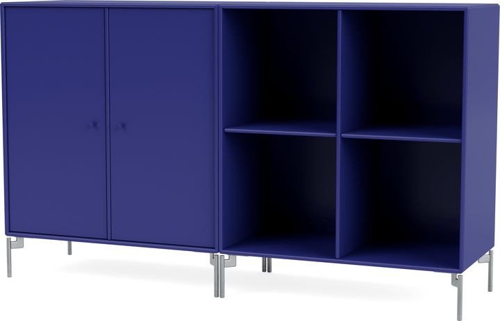 Pair Classic Sideboard - With Legs - Montana - Shelving - Monarch - Matte Chrome - HORNE
