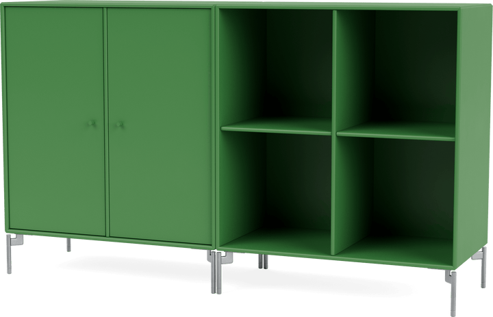 Pair Classic Sideboard - With Legs - Montana - Shelving - Parsley - Matte Chrome - HORNE