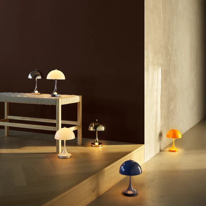 Panthella 160 Portable Table Lamp - Louis Poulsen Table + Task - Chrome - HORNE