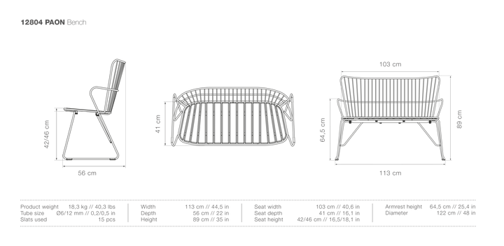 PAON Outdoor Bench - HOUE - Outdoor Furniture - Paprika - HORNE