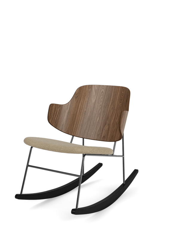 Penguin Rocking Chair - Audo Copenhagen Chairs - Walnut - Audo Bouclé 02 - HORNE