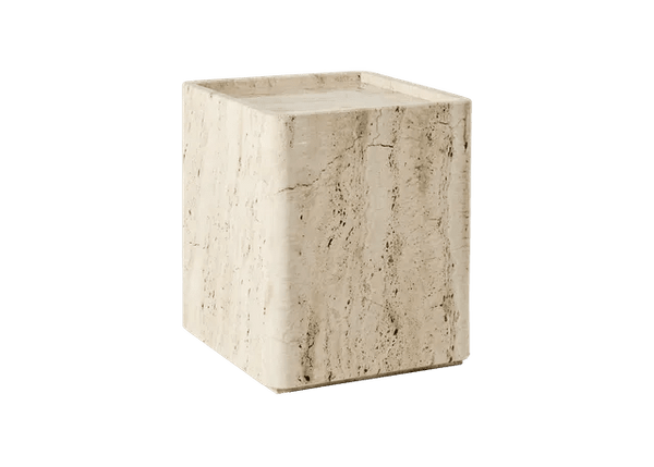 Pietra Side Table - Gubi Side Tables - 13" W x 13" D x 15.7" H - Neutral White Travertine - HORNE