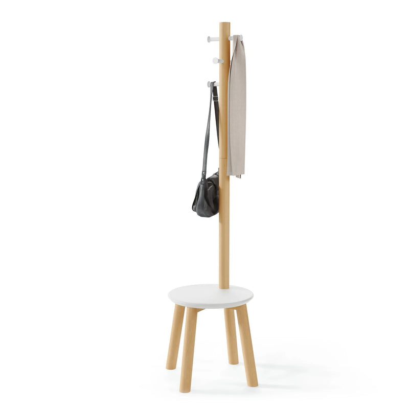 Pillar Stool and Coat Rack - Umbra Coat + Key Racks - Black-Walnut - HORNE