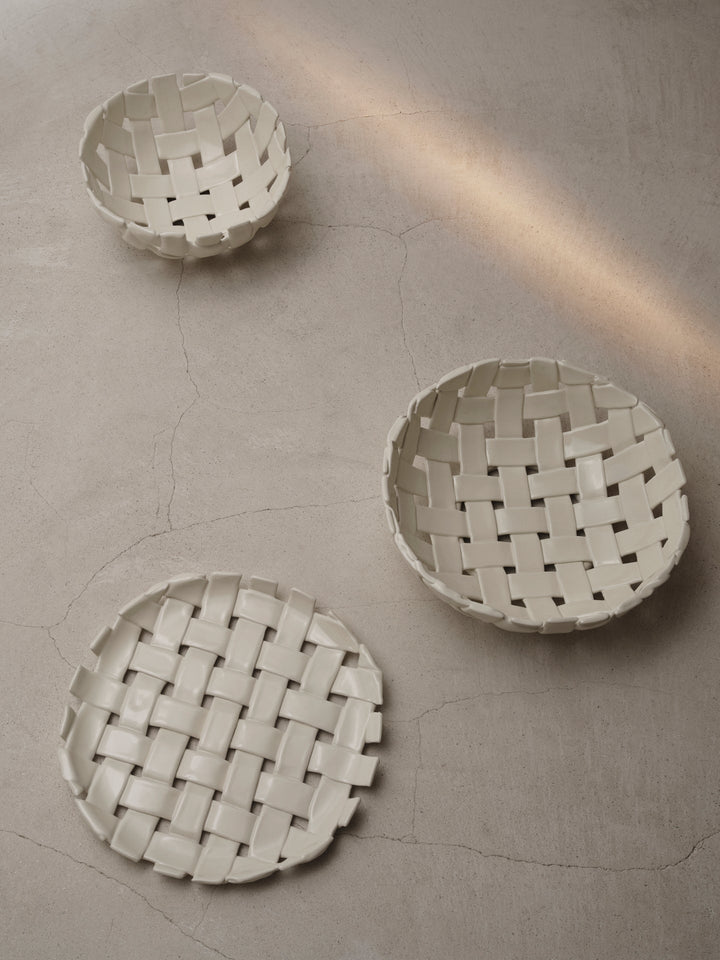 Plait Bowl - Ferm Living - Serveware - 11.8" Diameter - Off - White - HORNE