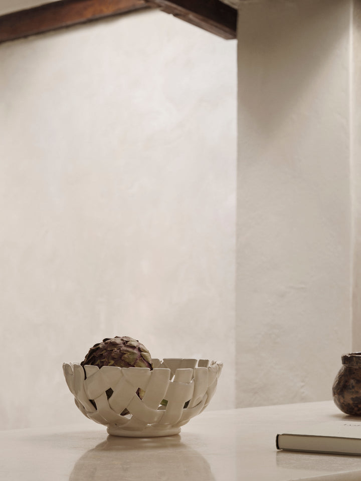 Plait Bowl - Ferm Living - Serveware - 11.8" Diameter - Off - White - HORNE