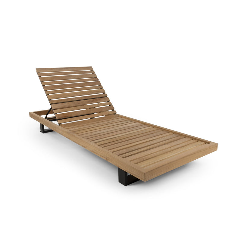 Ravello Sun Lounger - BETACO Chairs - Black Aluminum / Teak - HORNE