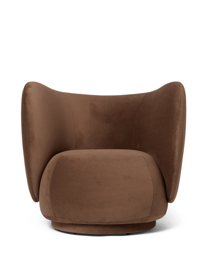 Rico Lounge Chair - Ferm Living Chairs - Rich Velvet - Soft Brown - HORNE