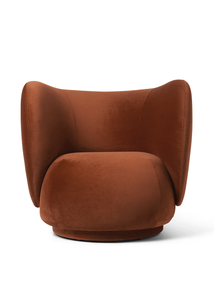 Rico Lounge Chair - Swivel - Ferm Living Chairs - Rich Velvet - Rust - HORNE