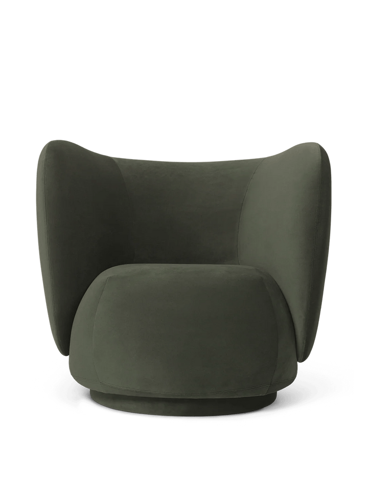 Rico Lounge Chair - Swivel - Ferm Living Chairs - Rich Velvet - Pine - HORNE