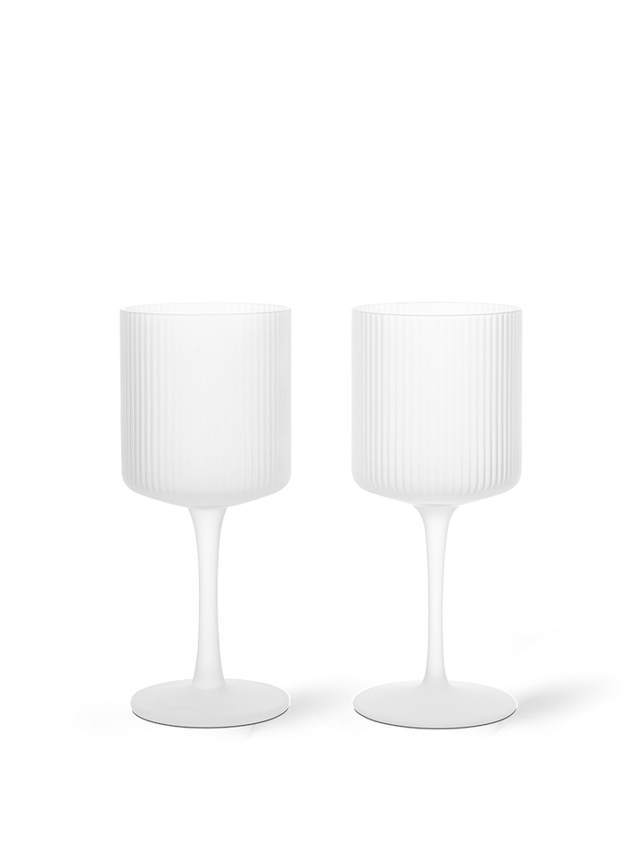 Ripple White Wine Glasses - Set of 2 - Ferm Living - Glassware - Frosted - HORNE