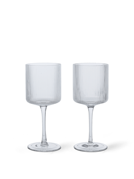 Ripple White Wine Glasses - Set of 2 - Ferm Living - Glassware - Clear - HORNE