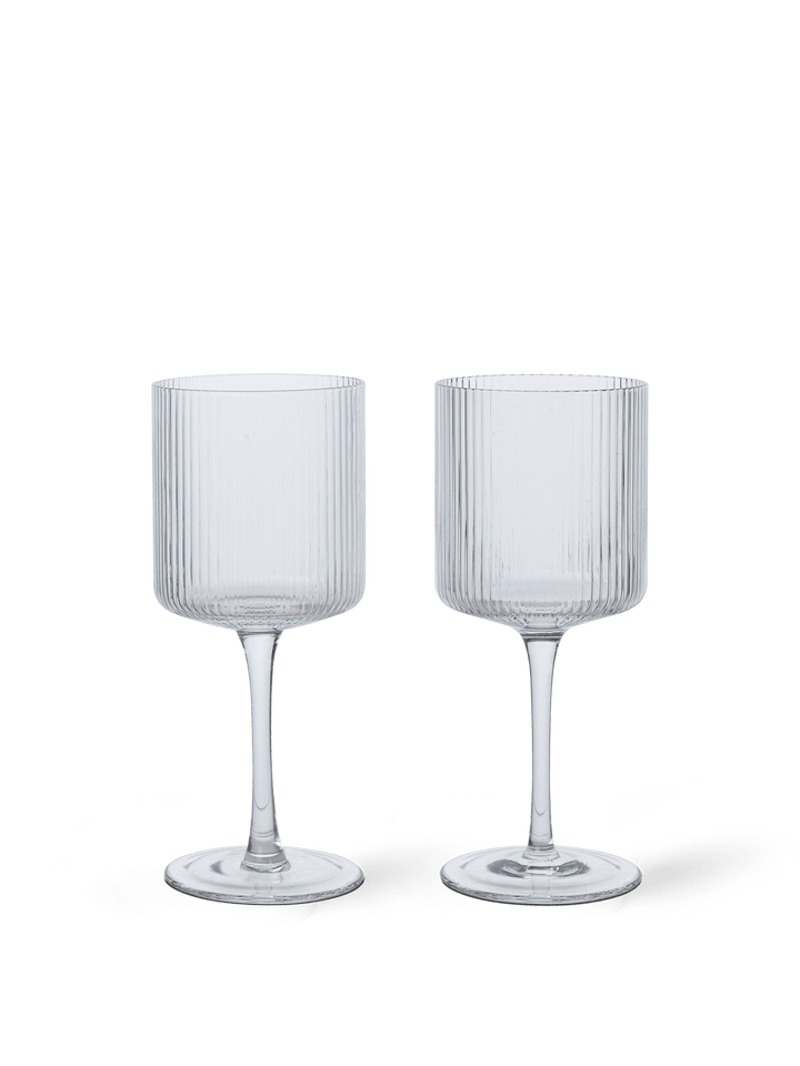 Ripple White Wine Glasses - Set of 2 - Ferm Living - Glassware - Clear - HORNE