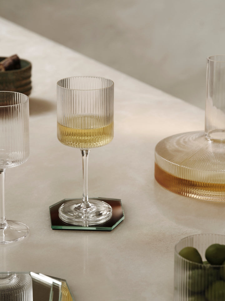 Ripple White Wine Glasses - Set of 2 - Ferm Living - Glassware - Smoked Grey - HORNE