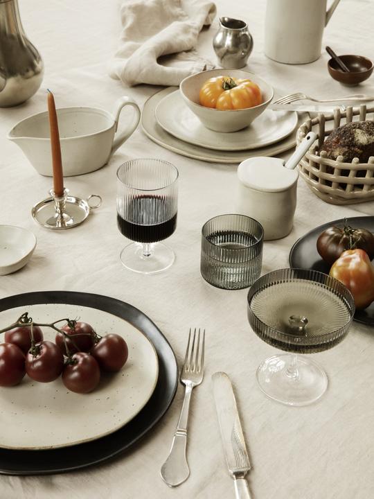 Ripple Wine Glasses - Set of 2 - Ferm Living Glassware - Smoked -table setting - HORNE