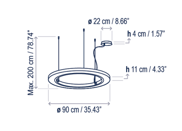 Roda S/90 LED Dimmable Pendant - Bover - Ceiling Lights - White - 0 - 10V Dimmable - Surface Canopy - HORNE