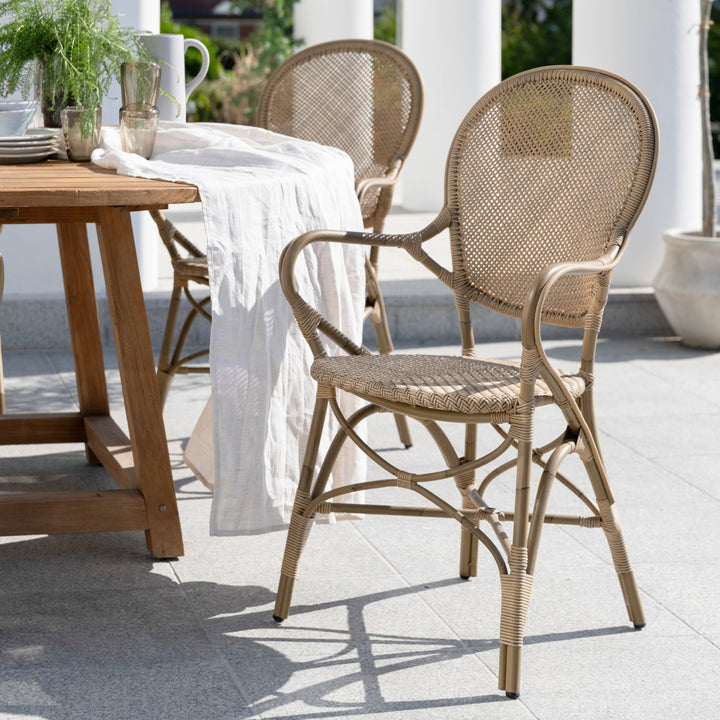 Rossini Outdoor Arm Chair - Sika Design - Outdoor Furniture - Natural - Canvas White - HORNE