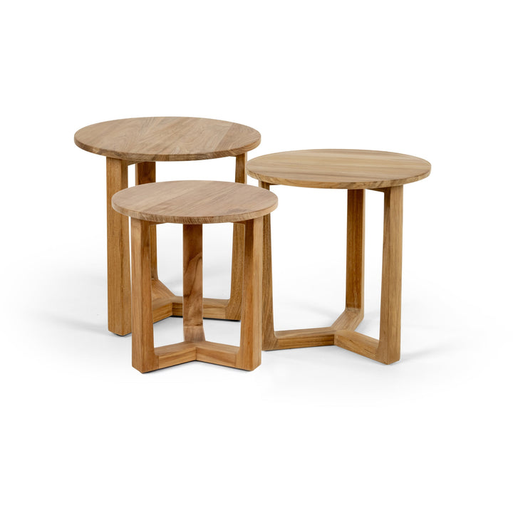 Round Teak Side Table - BETACO Tables + Desks - 13.7"D / Teak - HORNE