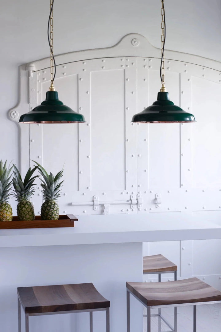 School Pendant Light - Davey Lighting Pendants - Weathered Copper - White - HORNE