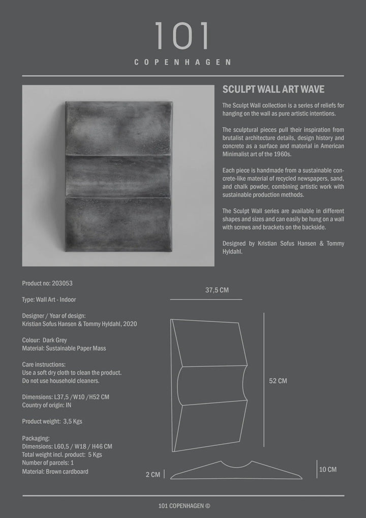 Sculpt Art - Wave - 101 Copenhagen Art + Objects - Dark Grey - HORNE