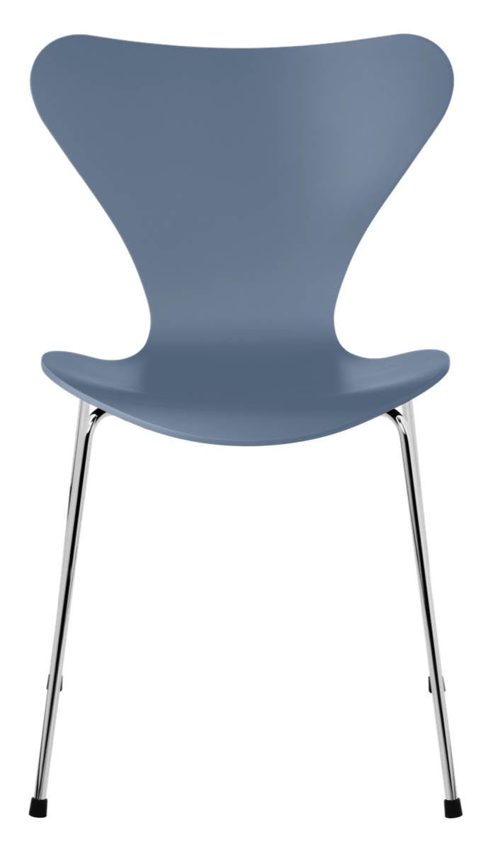 Series 7 Chair - Lacquered - Fritz Hansen - Chairs - Dusk Blue - Chromed Steel - HORNE