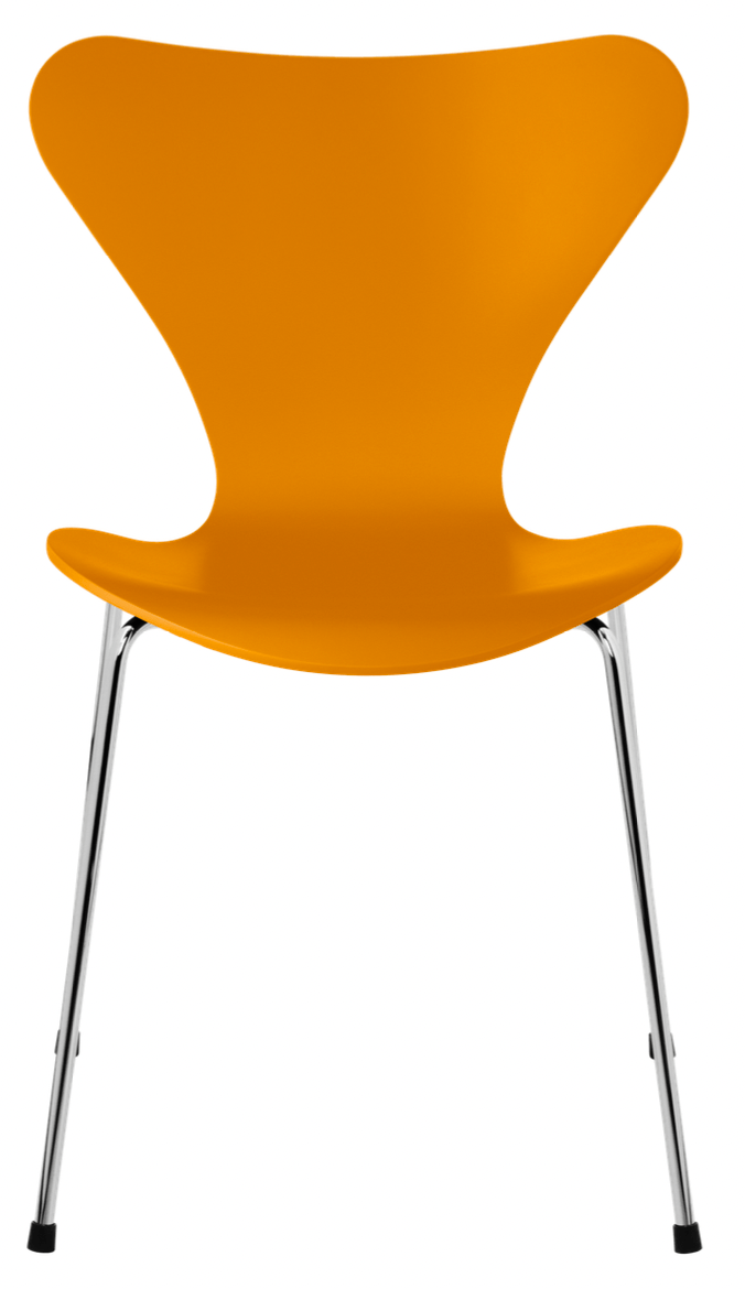 Series 7 Chair- Lacquered - Fritz Hansen - Chairs - Burnt Yellow - Chromed Steel - HORNE