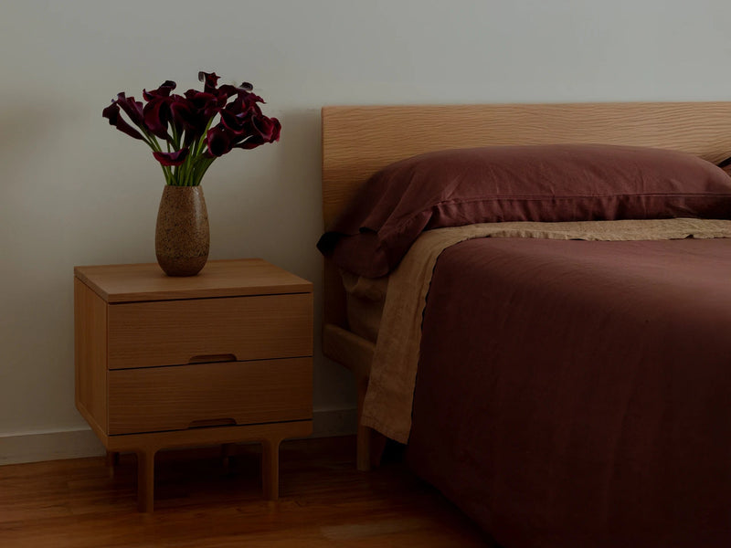 Simple Bed - White Oak - Kalon Studios Beds - Twin - Without Headboard - Brass - HORNE