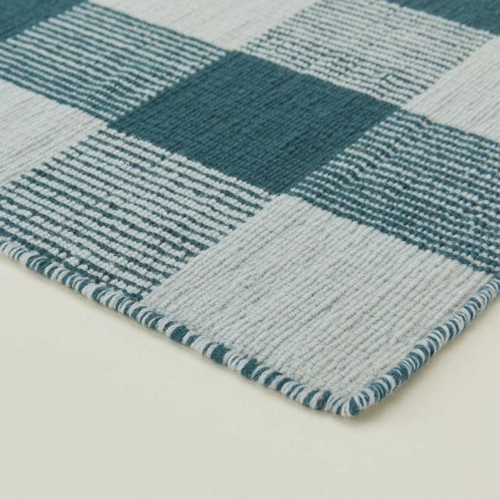 Simple Plaid Rug - Hawkins New York Rugs - Sky/Peacock - 2'W x 3'L - HORNE