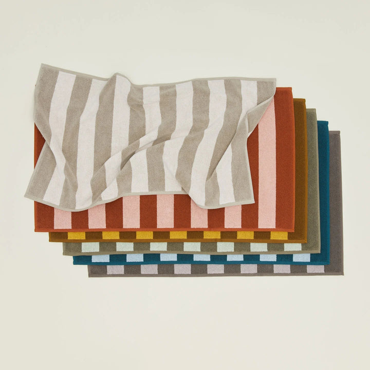 Simple Striped Terry Bath Mat - Hawkins New York Bath - Sky/Peacock - HORNE
