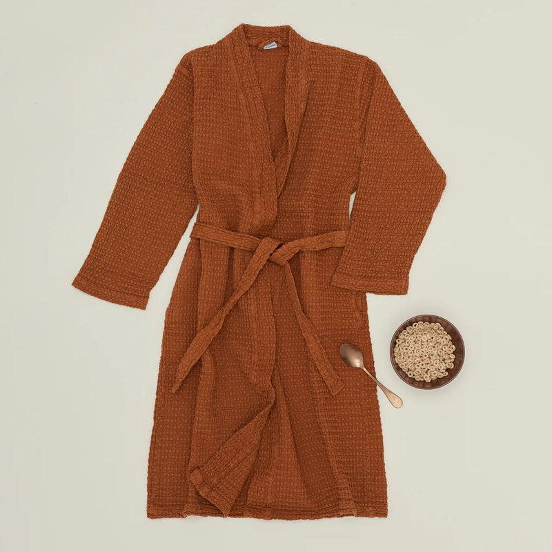 Simple Waffle Bathrobe - Hawkins New York Bath - White - Small - HORNE