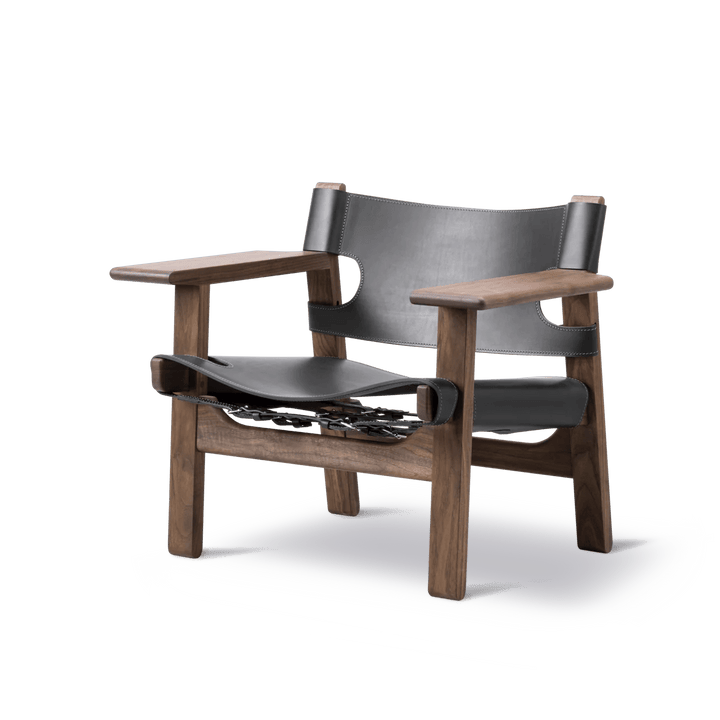 Spanish Chair - Fredericia Chairs - Black Leather/Oiled Walnut - HORNE