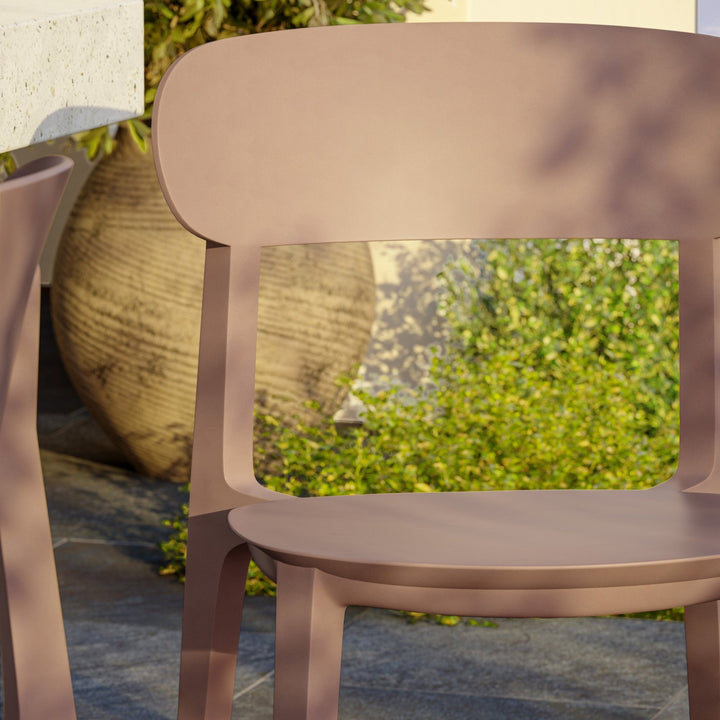 Spencer Eco - Friendly Outdoor Stacking Chair - Set of 4 - Urbia Chairs - Beige - HORNE