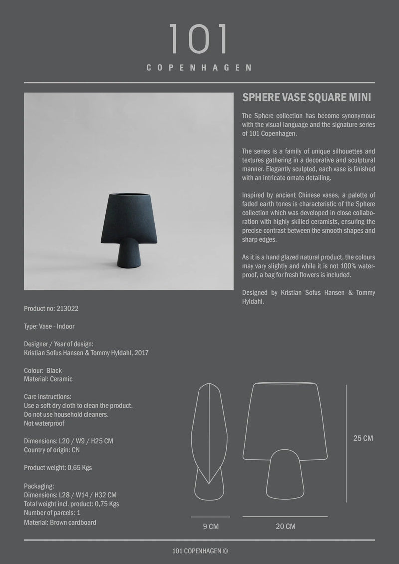 Sphere Vase Square - 101 Copenhagen Vases - Big - Dark Grey - HORNE