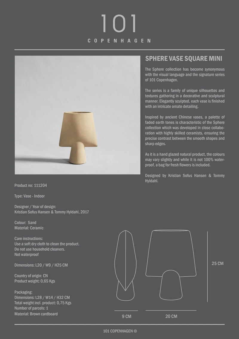 Sphere Vase Square - 101 Copenhagen Vases - Big - Dark Grey - HORNE