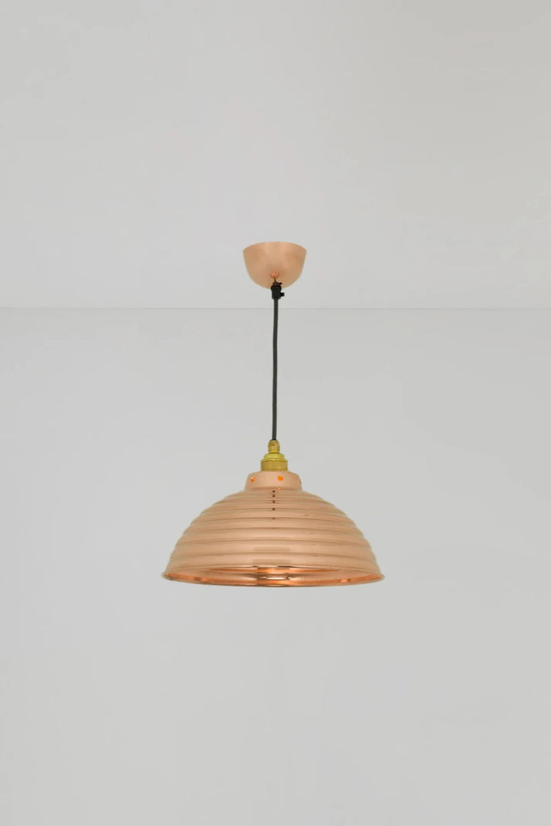 Spun Ripple with Cord Grip Lampholder - Davey Lighting Pendants - Polished Aluminium - HORNE