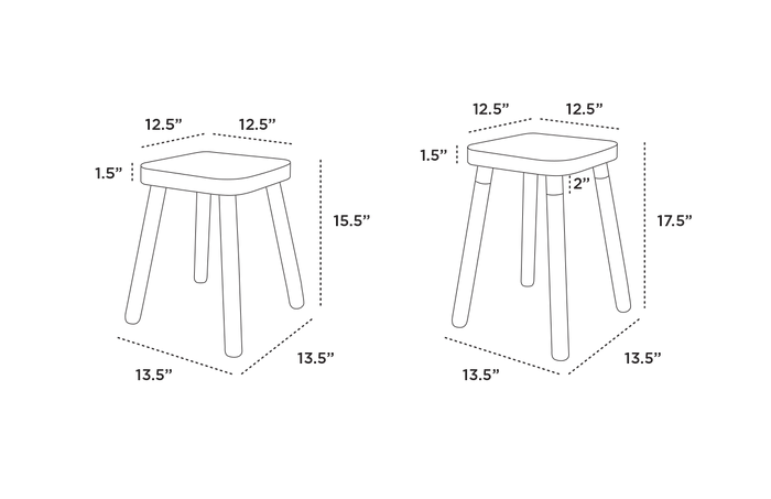 Square Stool - Oeuf Kids + Baby - White/Birch - HORNE