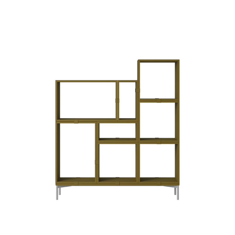 Stacked Storage System - Bookcase - Con 5 - Muuto Shelving - Brown Green - HORNE