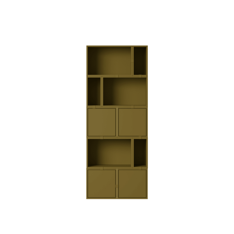 Stacked Storage System - Bookcase - Con 8 - Muuto Shelving - Brown Green - HORNE