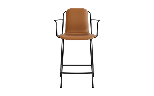 Studio Bar Armchair 65 cm Full Upholstery - Normann Copenhagen Barstools - Ultra Leather - 41574 Brandy - HORNE