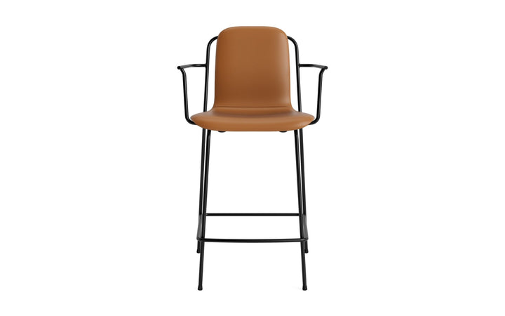 Studio Bar Armchair 65 cm Full Upholstery - Normann Copenhagen Barstools - Ultra Leather - 41574 Brandy - HORNE