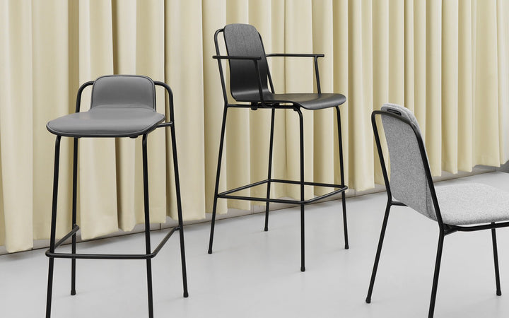 Studio Barstool 65 cm Full Upholstery - Normann Copenhagen Barstools - Ultra Leather - 41599 Black - HORNE