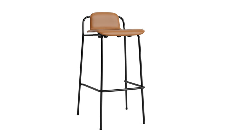 Studio Barstool 75 cm Full Upholstery Steel - Normann Copenhagen Barstools - Ultra Leather - 41574 Brandy - HORNE